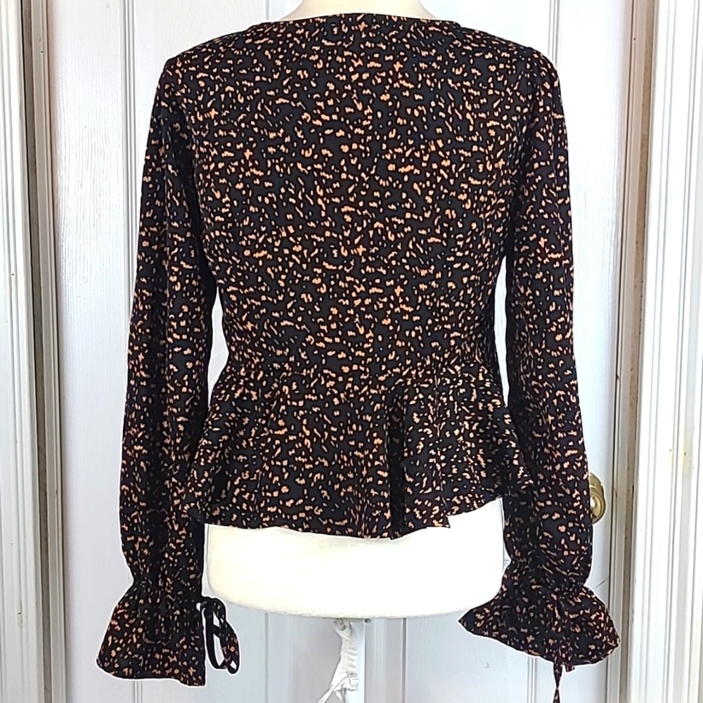 Shein Cropped Tie Front Peplum Blouse - Picture 7 of 13
